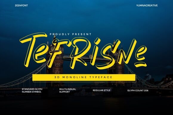 Tefrisne: A Sleek 3D Monoline Typeface for Modern Brand Identity